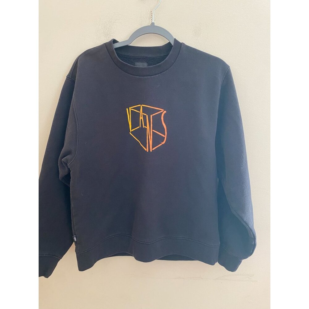 Women's Black Vans Orange Boxed In‎ Crewneck Oversized Sweatshirt Size Small